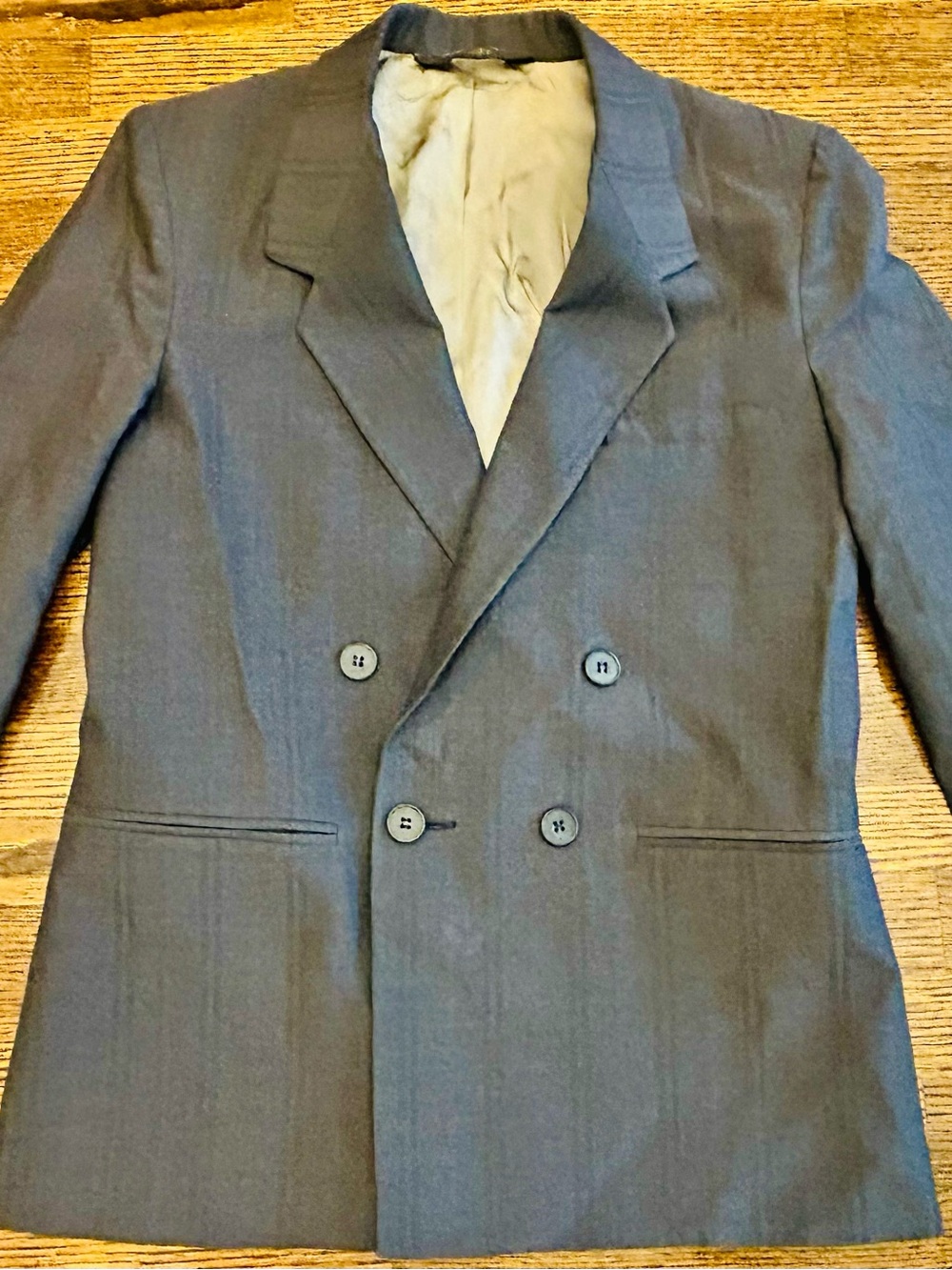 Dior Boy’s Double-Breasted Navy Gray Suit Jacket